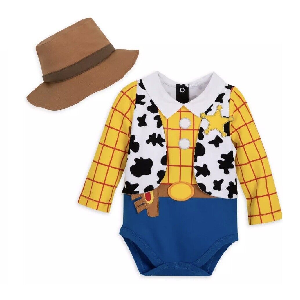 Nwt Disney Store Baby Toy Story Woody Sheriff Bodysuit Halloween Costume 12-18m